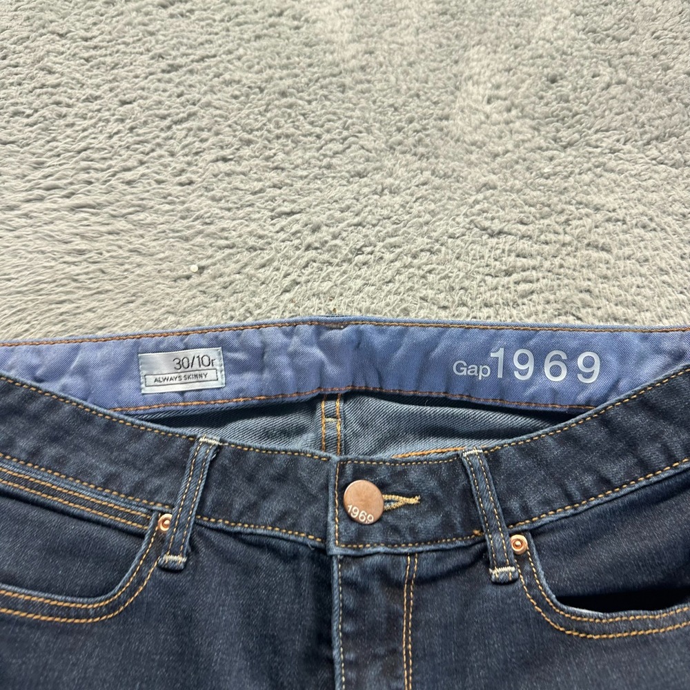 Gap Jeans Womens 10 Blue Cotton Denim Skinny Workwear Faded Dark Wash Stretch - Picture 5 of 10